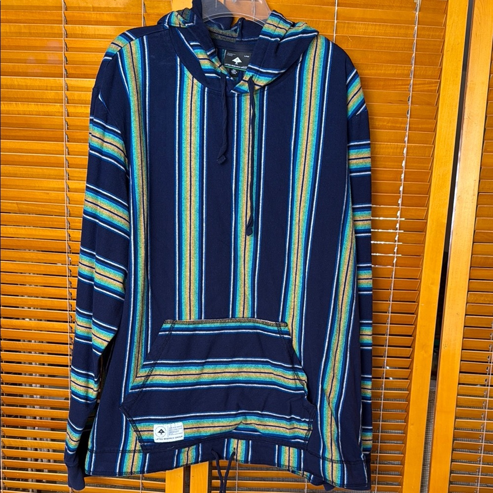 LRG Men's Striped Hoodie in Blue, green and Yellow